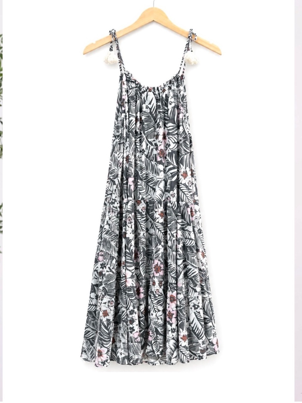 Girls Art Class XL Tropical Floral Dress Tassel Tie Boho Sundress Size 14/16